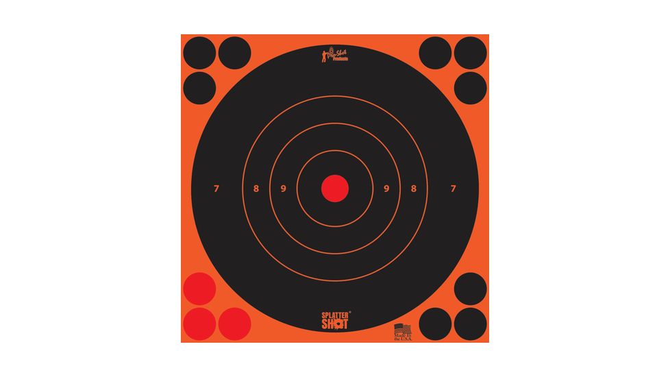Pro-Shot Pro-Shot Splatter Shot Bullseye Targets Peel And Stick 8 Inch Orange 6 Pack, Orange, 8B-ORNG-6PK