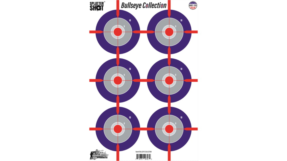Pro-Shot Splatter Shot Multi-Bullseye Heavy Tag Target Paper, 8 Pack, 12 x 18in, SPLTR-MB-8PK