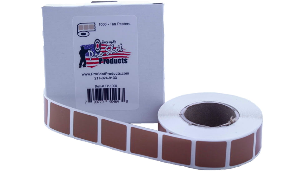 Pro-Shot Square Target Repair Patches, .875in, Pack of 1000 Per Roll,Tan Brown, TP-1000