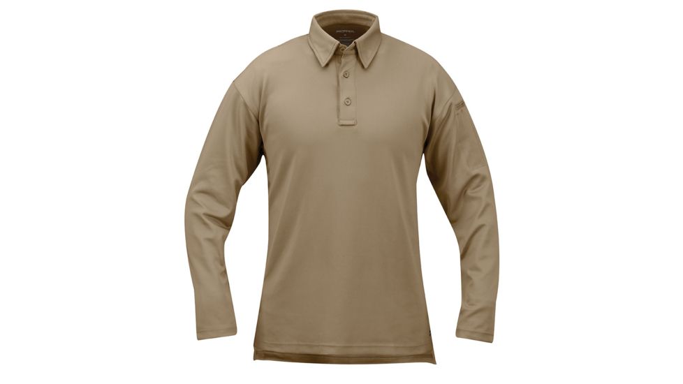 Propper I.C.E. Performance Polo Long Sleeve Shirt, Silver Tan, Small Regular F531572226S