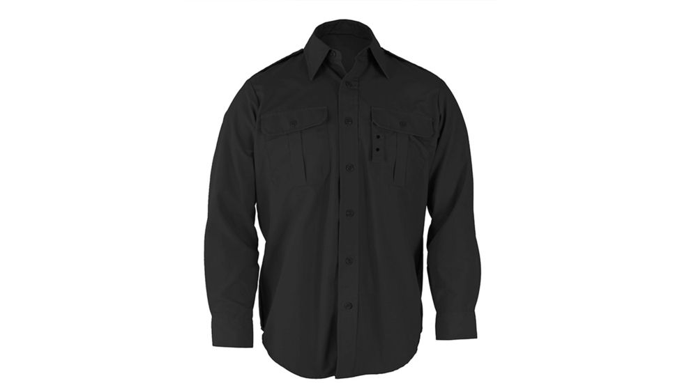 Propper Long Sleeve Tactical Shirt, 65/35 Poly/Cotton Battle Rip, Small-Regular, Black