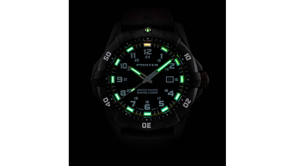 ProTek Carbon USMC Dive Watch, Carbon Case/Black Dial/Black Strap, One Size, PT1011