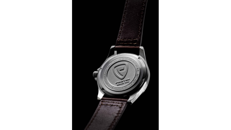 ProTek Titanium Field Watch, Titanium Case/Black Dial/Dark Tan Strap, One Size, PT3001