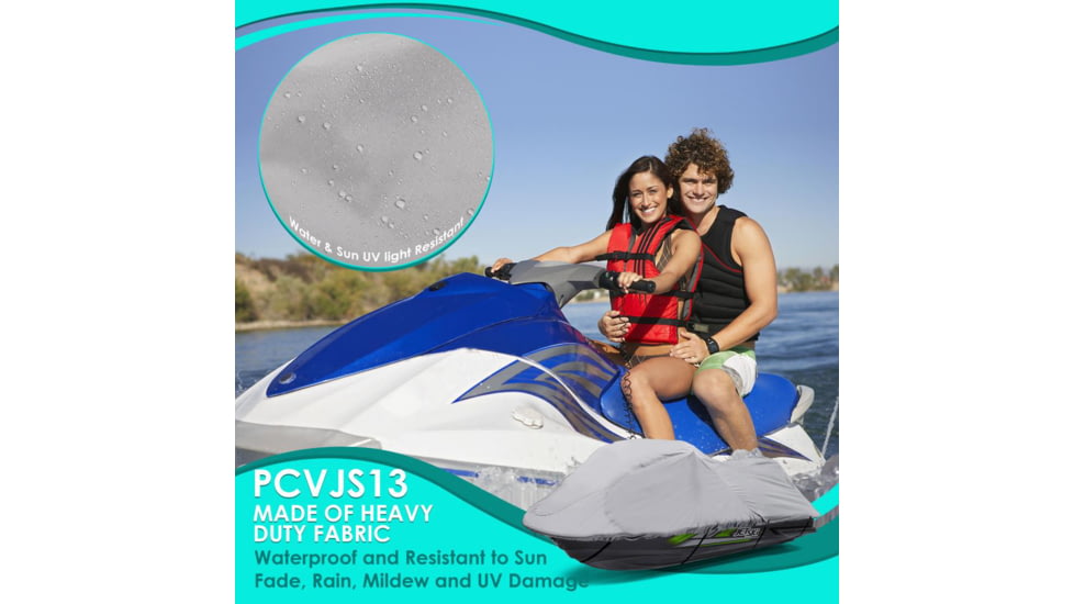 Pyle Armor Shield Personal Watercraft Cover 127-inch to 138-inch, Gray, 127 to 138, PCVJS13