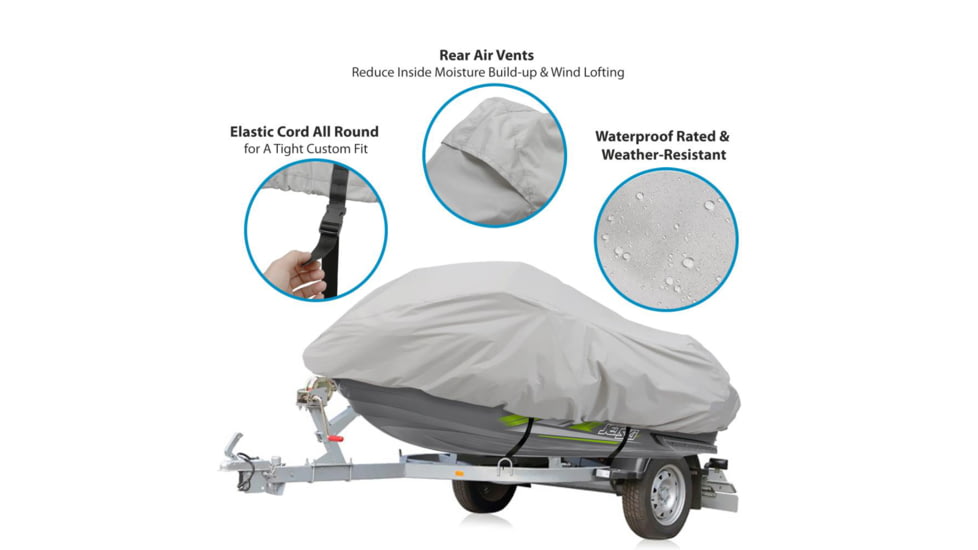 Pyle Armor Shield Personal Watercraft Cover 139-inch to 145-inch, Gray, 139 to 145, PCVJS14