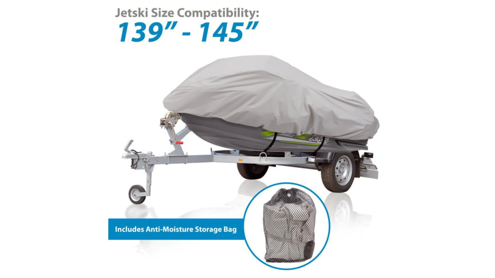 Pyle Armor Shield Personal Watercraft Cover 139-inch to 145-inch, Gray, 139 to 145, PCVJS14