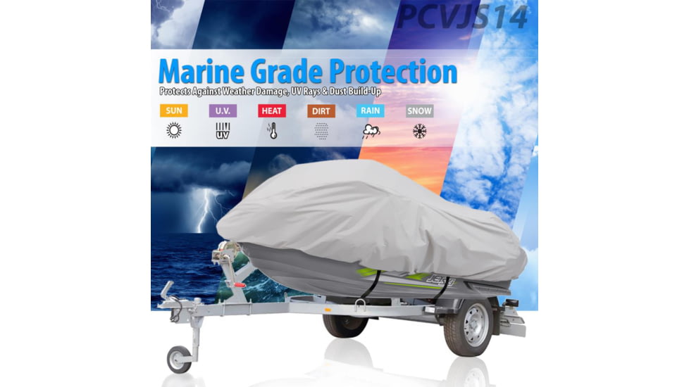 Pyle Armor Shield Personal Watercraft Cover 139-inch to 145-inch, Gray, 139 to 145, PCVJS14
