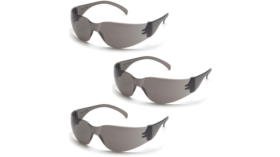 Pyramex 4100 Series Safety Glasses - Gray-Hardcoated Lens, Gray Frame, Pack of 3
