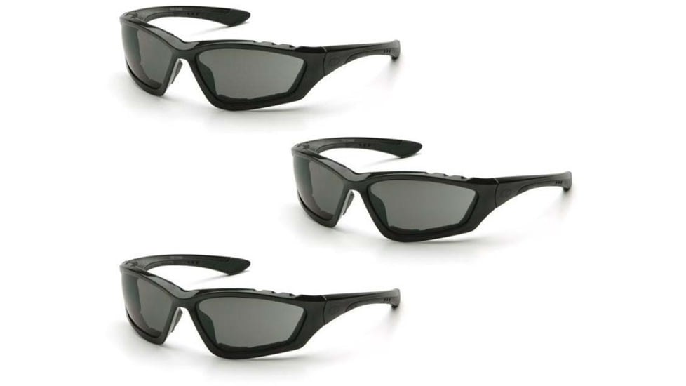 Pyramex Accurist Black Padded Frame/Gray Anti-Fog Lens, Pack of 3