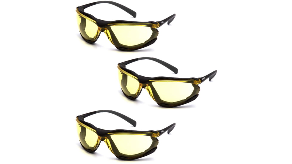 Pyramex Black frame/ Amber anti-fog lens, Pack of 3