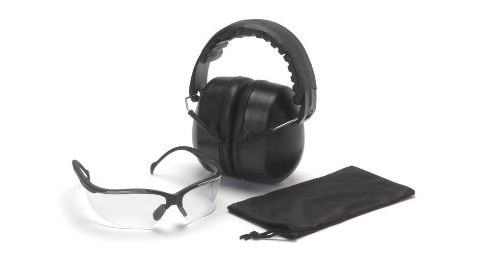 Pyramex Combo Packs Venture II Clear Safety Glasses w/ PYRBAG and PM3010 Ear Muff COMBO10