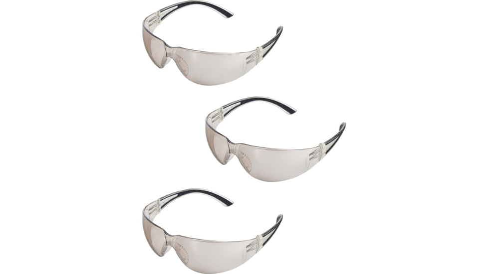 Pyramex Cortez Safety Glasses - Indoor/Outdoor Mirror Lens, Black Temples Frame, Pack of 3