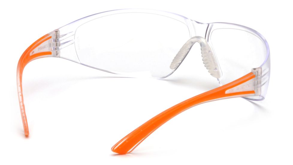 Pyramex Cortez Safety Eyewear - Clear Lens, Orange Temples Frame SO3610S