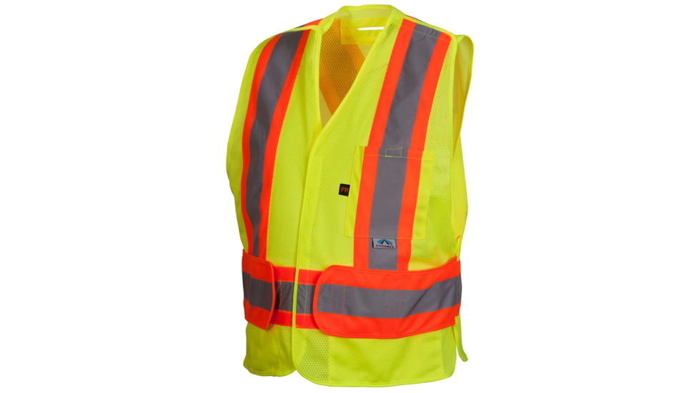 CSA Lumen-X Vest w/Contrasting Reflective Tape, Flame Retardant, Hi-Vis Lime, Med-XL