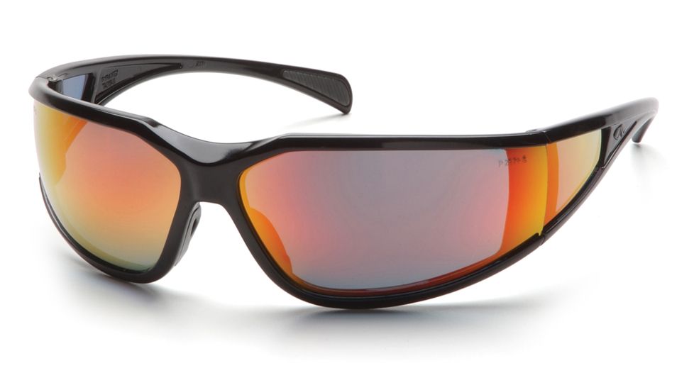 Pyramex Exeter Safety Glasses - Sky Red Mirror Anti-Fog Lens, Glossy Black Frame SB5155DT