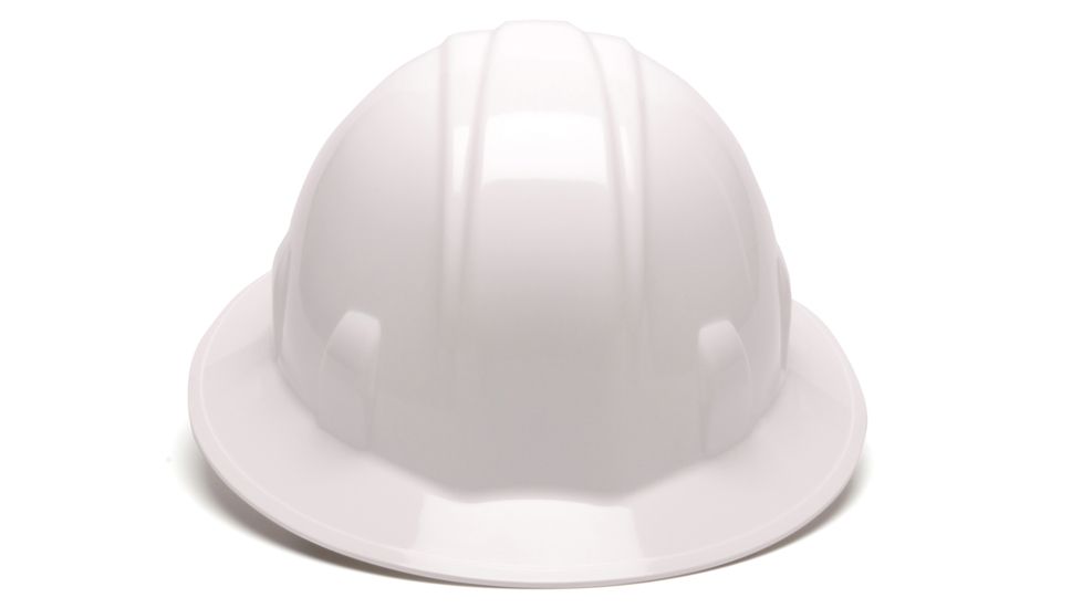 Pyramex Full Brim 4 Point Ratchet Suspension Hard Hat - White HP24110