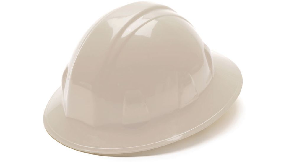 Pyramex Full Brim 4 Point Ratchet Suspension Hard Hat - White HP24110