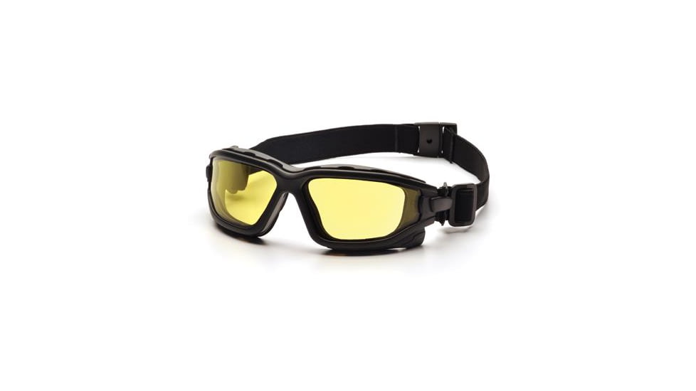 Pyramex I-Force Safety Glasses,Black Strap-Temples/Amber Anti-Fog Lens SB7030SDNT