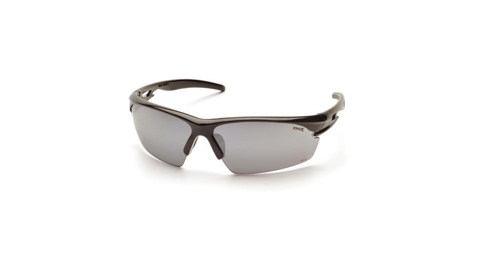 Pyramex Ionix Safety Glasses, Black Frame/Silver Mirror Lens SB8170D