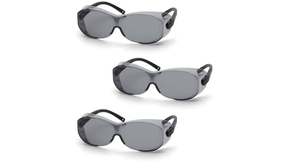 Pyramex OTS-XL Safety Glasses, Black Temples, Gray Lens, Pack of 3