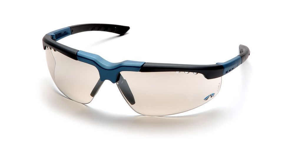 Pyramex Reatta Safety Glasses - Indoor/Outdoor Mirror Lens, Blue-Charcoal Frame SNC4880D