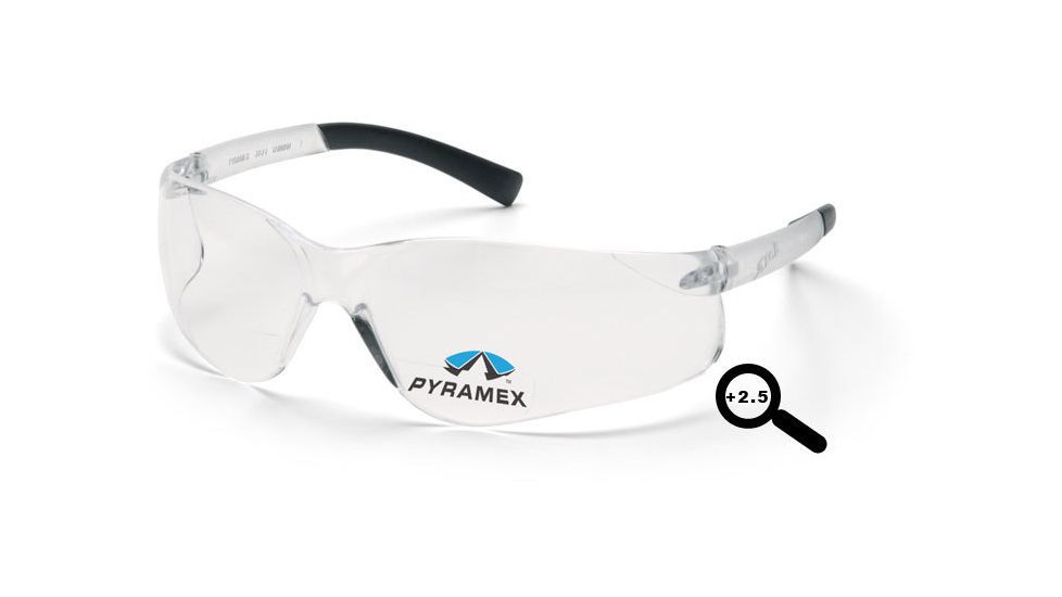 Pyramex Ztek Readers Glasses - Clear + 2.5 Lens, Clear Frame S2510R25
