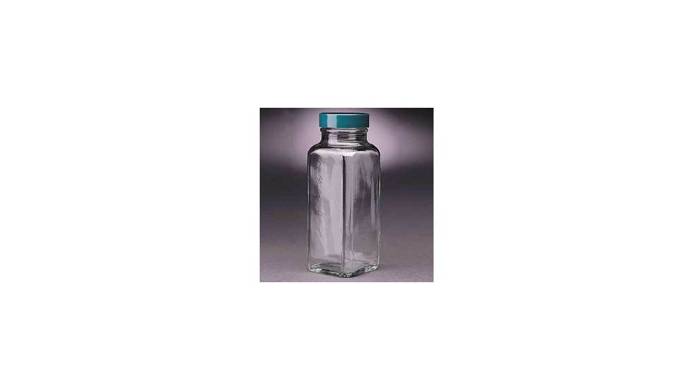 Qorpak French Square Bottles, Wide Mouth, Qorpak 7705C With 0.762mm (0.030'') Ptfe Disc-Lined Black Phenolic Cap