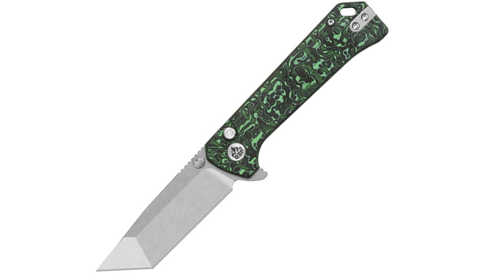 QSP Knife Grebe T Button Lock Green CF