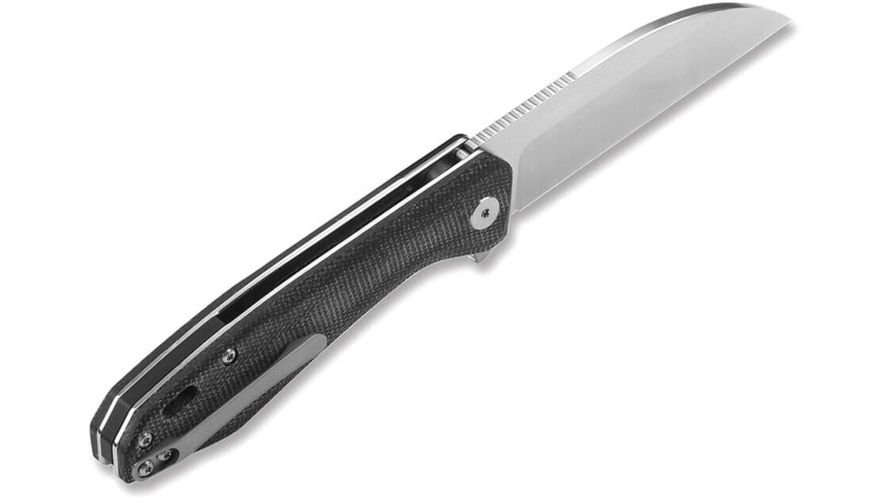 QSP Knife Pelican Linerlock Folding Knife, 3.63in CPM S35VN stainless blade, Black linen micarta handle, QS118-D2