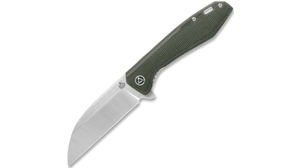 QSP Knife Pelican Linerlock Folding Knife, 3.63in CPM S35VN stainless blade, Green linen micarta handle, QS118-E2
