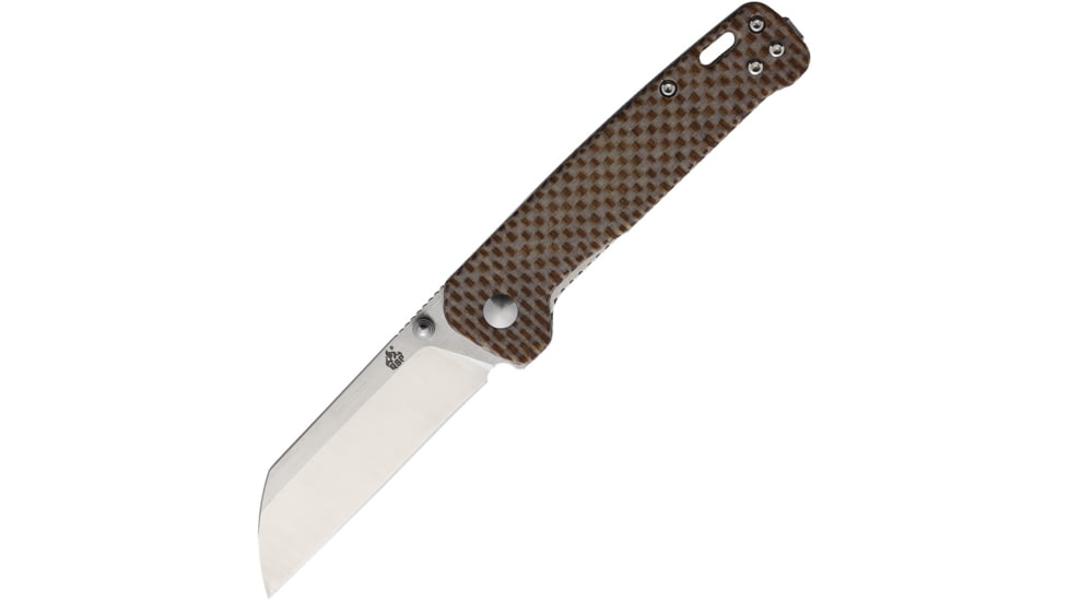 QSP Knife Pelican Linerlock Folding Knife, 3in satin finish D2 tool steel blade, Black, Black linen micarta handle, QS130-A