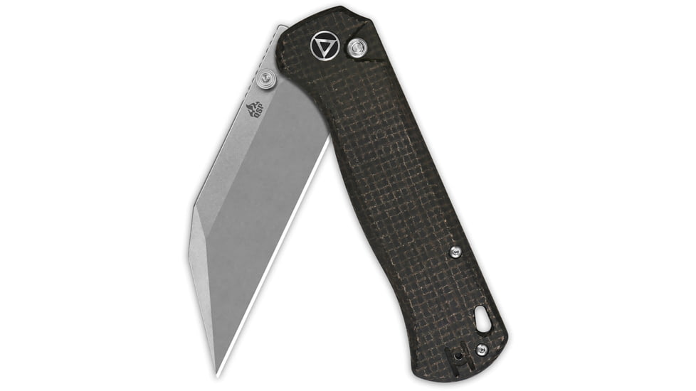 QSP Knife Swordfish Folding Knife, 4.5in Closed, 3.63in Stonewash 14C28N Sandvik SS Blade, Dark Brown Micarta Handle, QS149-C1