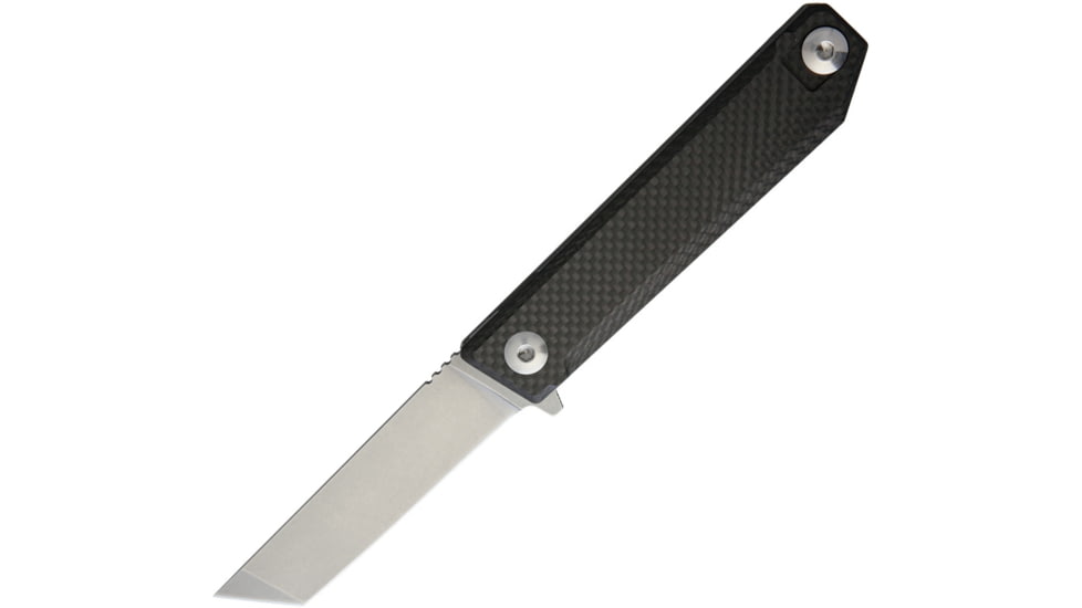 Quartermaster Arthur Fonzarelli Framelock Folding Knife, 3.75in Stonewash Cpm S35Vn SS Tanto Blade, Pocket Clip, Carbon Fiber Front Handle With Stonewash Titanium Back Handle, QSE-15