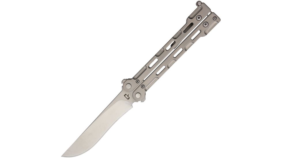Quartermaster McFly II Dress Balisong Folding Knife,4.5in,D2 Tool Steel,Skeletonized CNC Machined Titanium Handle QTRQBS2P