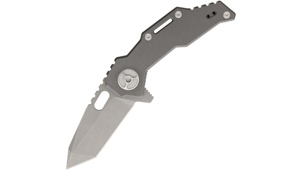 Quartermaster Templeton Face Peck Folding Knife,3in,S35VN Steel,Standard Edge,Tanto,Stonewash,Titanium Handle QTR3Z