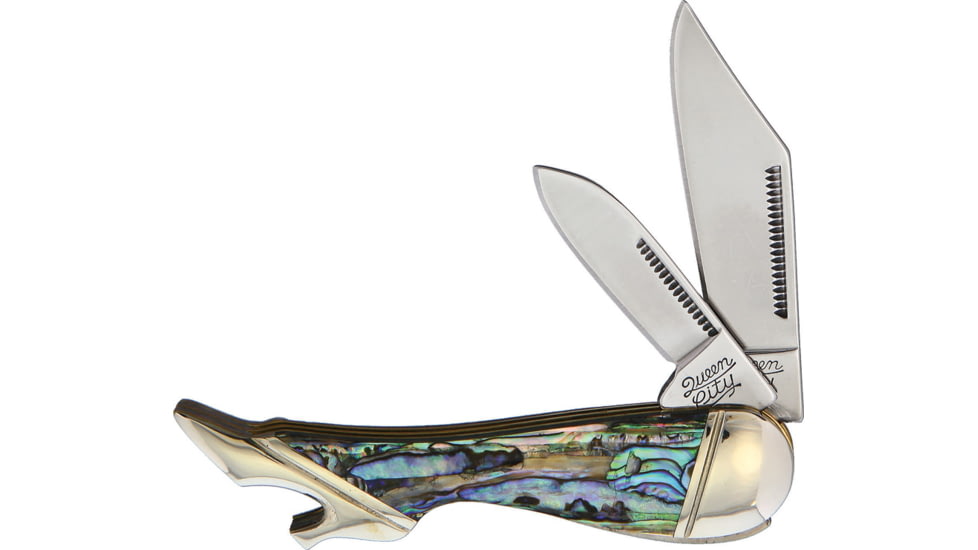 Queen City Leg Knife Abalone Folding Knife, Abalone handle, KC023R / QC005