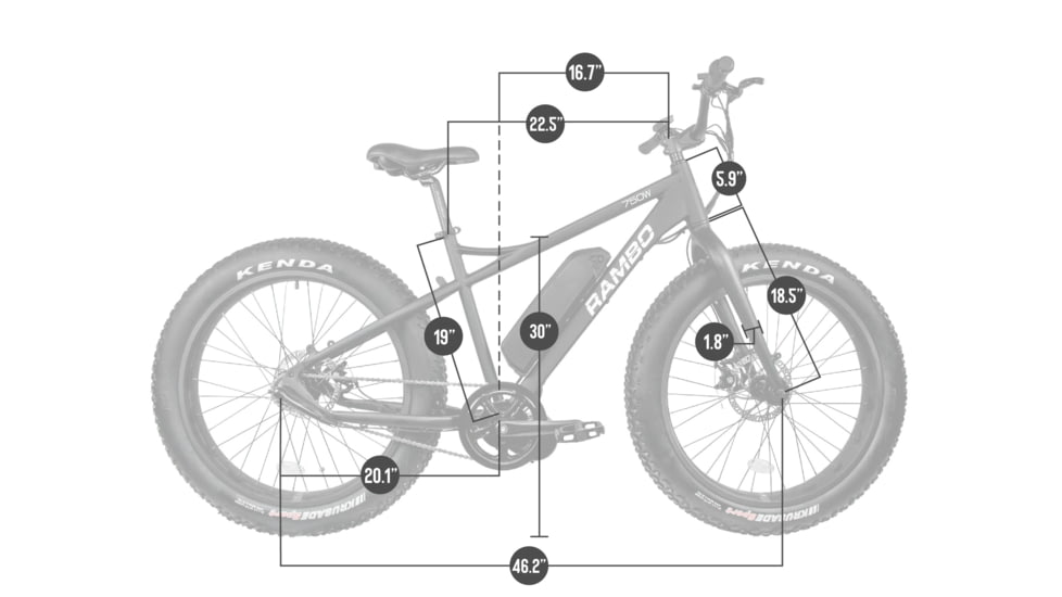 Rambo Bikes Savage Electric Bicycle, Bafang BBS02 750W High Torque Motor, 19 mph Speed w/o Pedaling, Black, 750W
