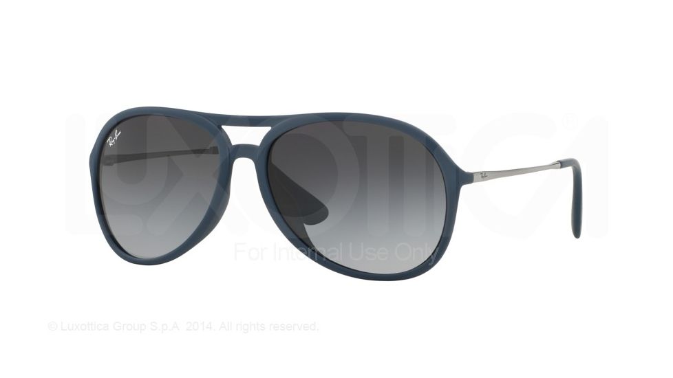 Ray-Ban ALEX F RB4201F Sunglasses 60028G-59 - Rubber Blue Frame, Grey Gradient Dark Grey Lenses