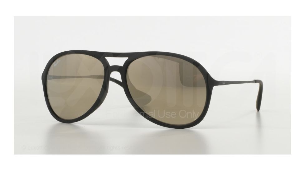Ray-Ban ALEX F RB4201F Sunglasses 622/5A-59 - Rubber Black Frame, Light Brown Mirror Gold Lenses