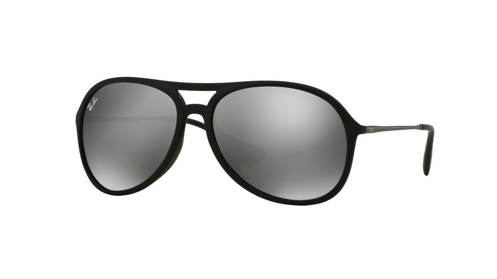 Ray-Ban ALEX F RB4201F Sunglasses 622/6G-59 - Rubber Black Frame, Grey Mirror Silver Lenses