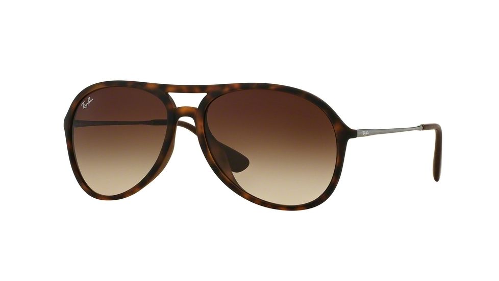 Ray-Ban ALEX F RB4201F Sunglasses 865/13-59 - Rubber Havana Frame, Brown Gradient Dark Brown Lenses