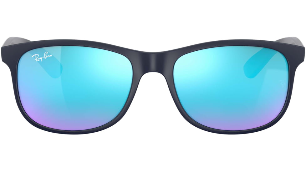 Ray-Ban ANDY RB4202 Sunglasses 615355-55 - Shiny Blue On Matte Top Frame, Green Mirror Blue Lenses