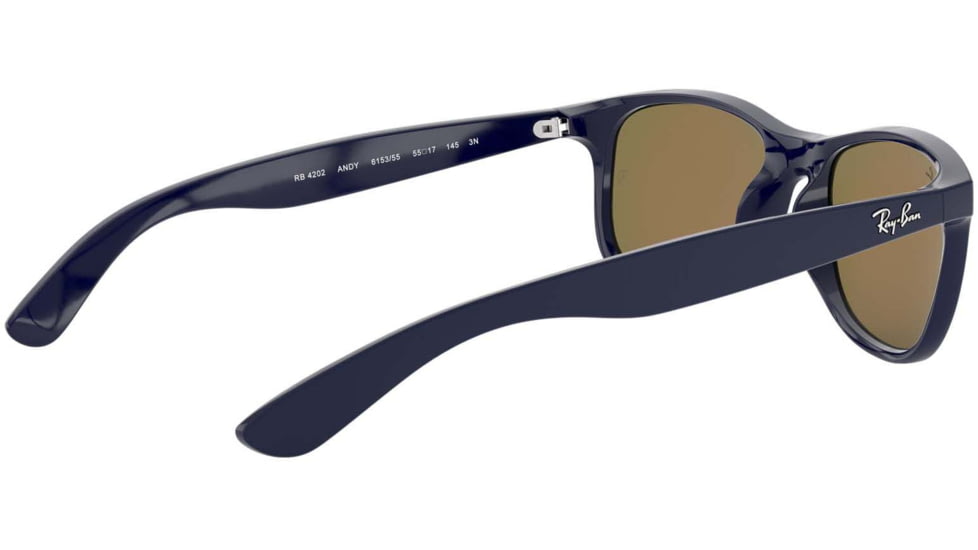 Ray-Ban ANDY RB4202 Sunglasses 615355-55 - Shiny Blue On Matte Top Frame, Green Mirror Blue Lenses