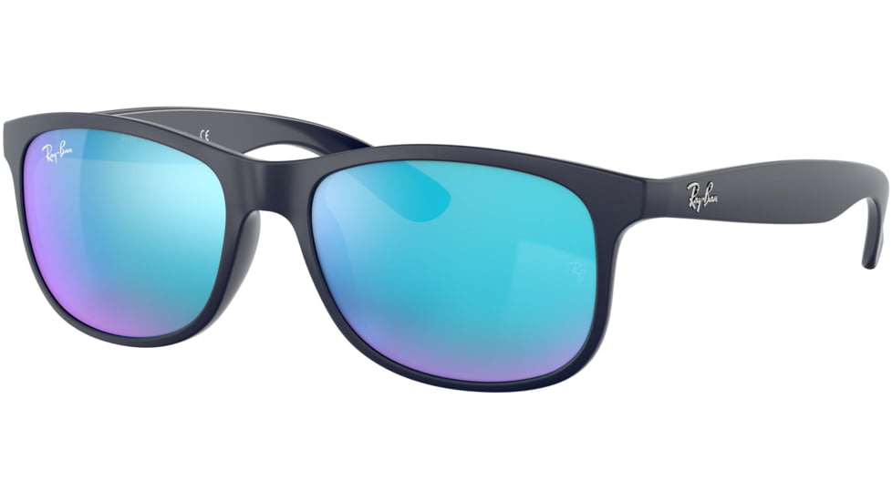 Ray-Ban ANDY RB4202 Sunglasses 615355-55 - Shiny Blue On Matte Top Frame, Green Mirror Blue Lenses