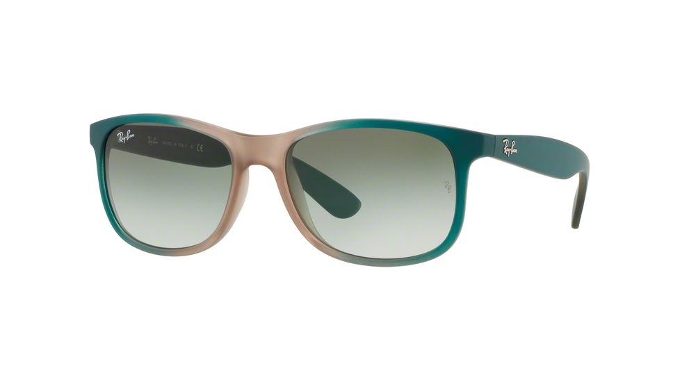 Ray-Ban ANDY RB4202 Bifocal Prescription Sunglasses, 55mm, Grad Green On Lt Brown Rubber, RB4202-63688E-55-BI