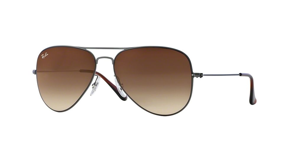 Ray-Ban AVIATOR FLAT METAL RB3513 Sunglasses 147/13-58 - Demi Gloss Sanblast Gunmetal Frame, Brown Gradient Lenses