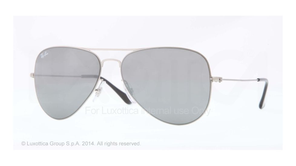 Ray-Ban AVIATOR FLAT METAL RB3513 Sunglasses 154/6G-58 - Demi Gloss Sandblast Silver Frame, Green Mirror Silver Lenses