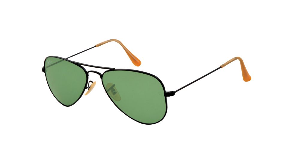 Ray-Ban Aviator Small Metal Sunglasses RB3044 006/14-52 - Matte Black Frame, light green Lenses