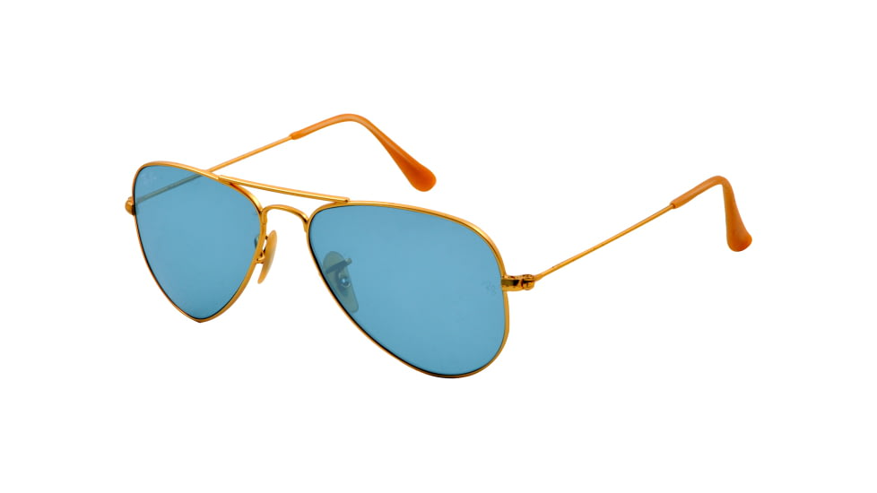 Ray-Ban Aviator Small Metal Sunglasses RB3044 112/62-52 - Matte Gold Frame, Light Blue Lenses