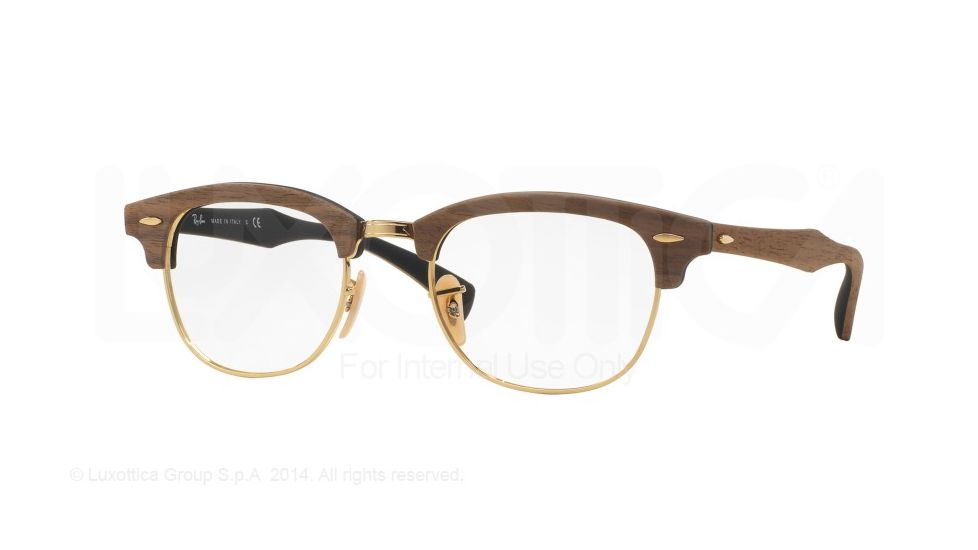 Ray-Ban CLUBMASTER RX5154M Eyeglass Frames 5560-51 - Walnut Rubber Black Frame
